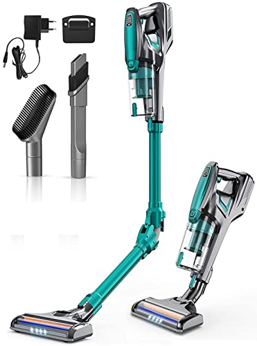H10 Aspiradora Escoba sin Cable, 250W Aspirador sin Cable Potente 17Kpa con LED, Autonomía 42 min, Escoba Electrica y Batería Extraíble (Verde)