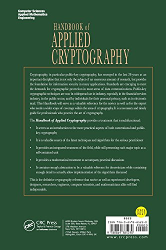 Handbook of Applied Cryptography (Discrete Mathematics and Its Applications)