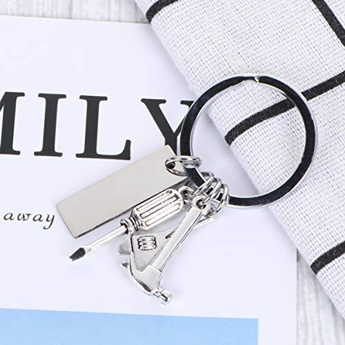 Happyyami Llavero de acero inoxidable de Papa con destornillador y llave para llaves de vaso y llavero, llavero, anillo de Papa regalo, color plateado, 1,