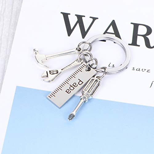 Happyyami Llavero de acero inoxidable de Papa con destornillador y llave para llaves de vaso y llavero, llavero, anillo de Papa regalo, color plateado, 1,