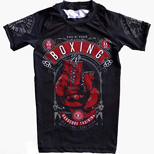 Hardcore Training Code of Honor Kids Rash Guard Camisa de Compresión Manga Larga Ninos BJJ Fitness Workout Ropa Deportiva Boxeo