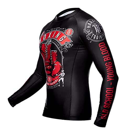 Hardcore Training Code of Honor Rash Guard Long Sleeve Men's. Camisa de Compresión Hombre MMA BJJ Boxeo Fitness Grappling No Gi (2XL)
