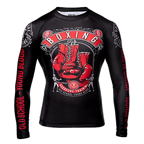 Hardcore Training Code of Honor Rash Guard Long Sleeve Men's. Camisa de Compresión Hombre MMA BJJ Boxeo Fitness Grappling No Gi (2XL)