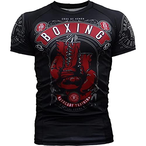 Hardcore Training Code of Honor Rash Guard Men's Camisa de Compresión Hombre MMA BJJ Boxeo Fitness Grappling No Gi