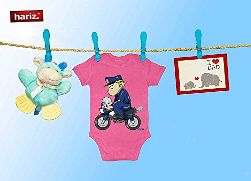 Hariz Baby Body de manga corta Policía divertido Moto Policía Plus Tarjeta de regalo Rana Quietsch Verde 0 – 3 meses