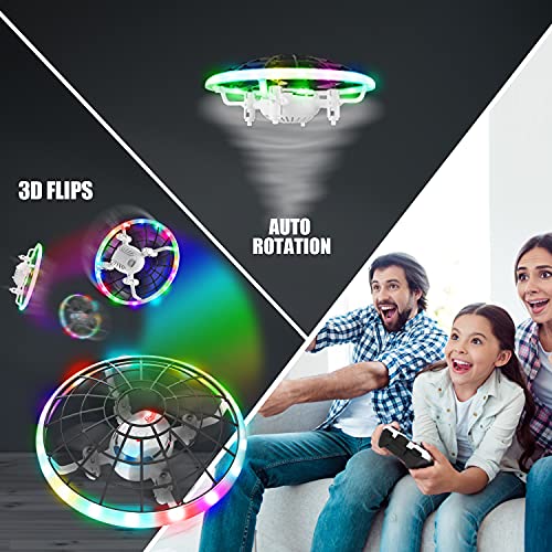 HASAKEE Q7 Mini Drones para Niños,Dron Helicopteros Teledirigidos con Luces de Colores & 3 Baterías,Volteos 3D,Cuadricóptero con Retención de Altitud y Modo Sin Cabeza