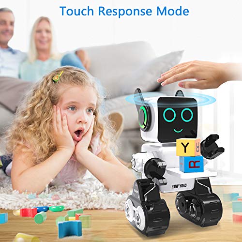 HBUDS Control Remoto RC Robot para Niños, Juguete de Robótica de Control de Sonido Táctil Recargable, Kit de Robot Educativo de Baile Cantante para Niños Niñas