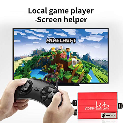 HDMI Capture Card，HDMI Grabber USB3.0 Game Capture Card/Box Video HD 1080P 60FPS Support Live Streaming to Twitch, Youtube, OBS, Potplayer and VLC,Compatible with Windows, Linux, macOS for PS3 PS4