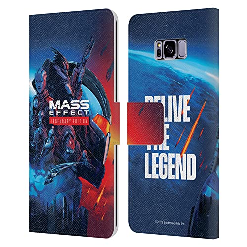 Head Case Designs Funda de piel con tapa para Samsung Galaxy S8+S8 Plus con licencia oficial de EA Bioware Mass Effect Key Art Legendary Graphics