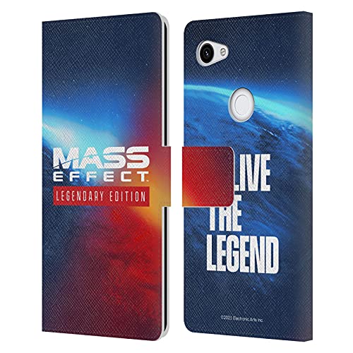 Head Case Designs Licenciado Oficialmente EA Bioware Mass Effect Logo Key Art Gráficos legendarios Carcasa de Cuero Tipo Libro Compatible con Google Pixel 3a XL