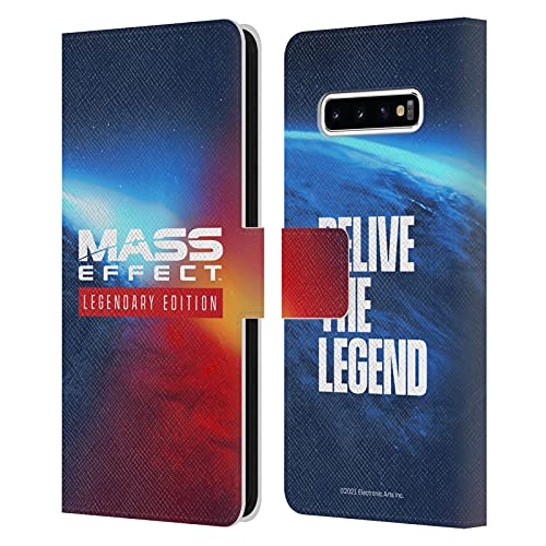 Head Case Designs Licenciado Oficialmente EA Bioware Mass Effect Logo Key Art Gráficos legendarios Carcasa de Cuero Tipo Libro Compatible con Samsung Galaxy S10+ / S10 Plus