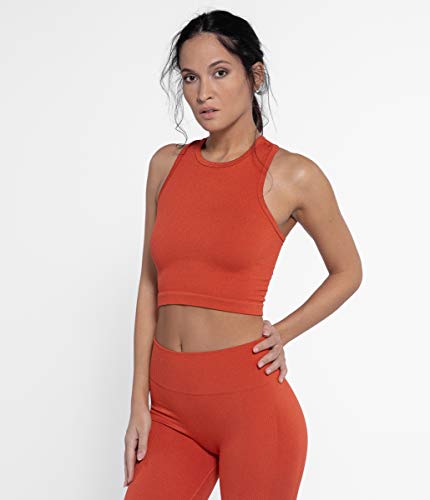 Heart And Soul Top Sportivo Donna-Shiny Ribbed Sports Bra, Chili, Regular Womens