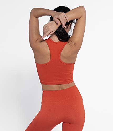 Heart And Soul Top Sportivo Donna-Shiny Ribbed Sports Bra, Chili, Regular Womens