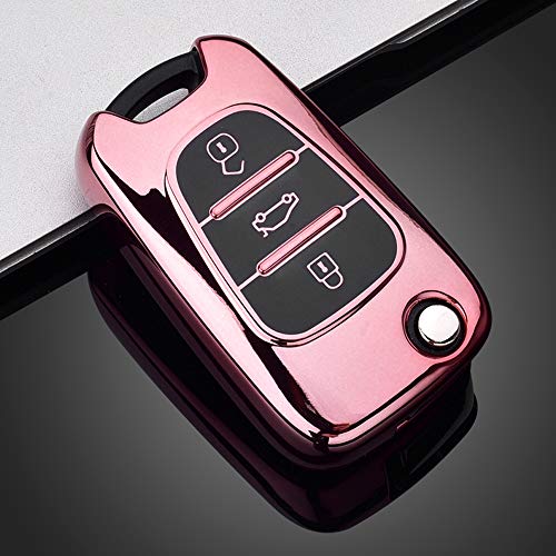 Heart Horse Funda protectora para llave de coche de TPU suave compatible con Hyun-dai- i20 i30 i35 iX20 iX35 Car Key Fob Shell Case Kia Rio/Rondo/Soul/Sportage (rojo)