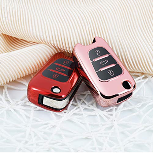 Heart Horse Funda protectora para llave de coche de TPU suave compatible con Hyun-dai- i20 i30 i35 iX20 iX35 Car Key Fob Shell Case Kia Rio/Rondo/Soul/Sportage (rojo)