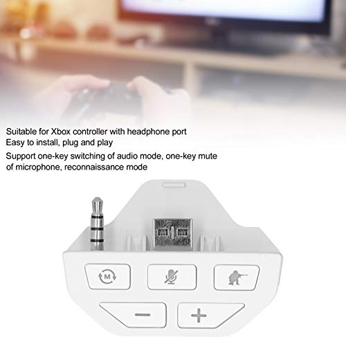 Heayzoki Sound Enhancer, para Xbox One Controller Sound Enhancer, Gamepad Controller Sound Enhancer Adaptador de Auriculares, para Xbox One Gamepad inalámbrico, Micrófono One-Key Mute, Blanco