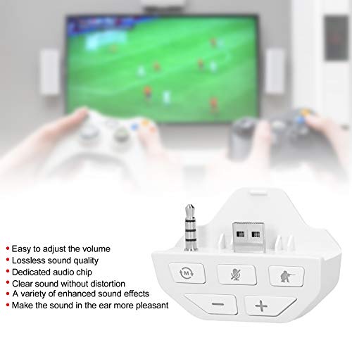 Heayzoki Sound Enhancer, para Xbox One Controller Sound Enhancer, Gamepad Controller Sound Enhancer Adaptador de Auriculares, para Xbox One Gamepad inalámbrico, Micrófono One-Key Mute, Blanco