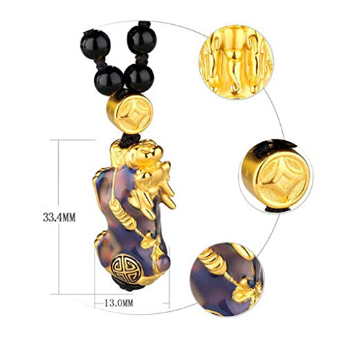 Hellery 6pack Feng Shui Obsidian Tallado Pulsera Pixiu Buena Suerte Joyería Atraer Riqueza