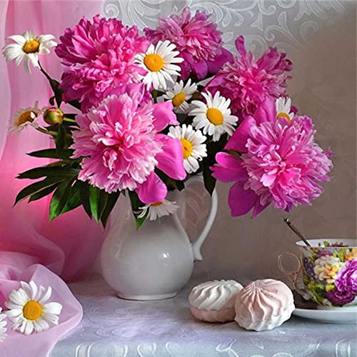 Henair DIY 5D Diamond Painting Kit Completo Flor Diamantes Punto De Cruz Rhinestone Bordado Diamante Arte Manualidades Decoración De Pared Del Hogar 35x35cm