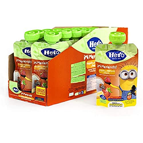 Hero Baby Mi Merienda Bolsitas de Yogurín con Plátano y Fresa - Para Bebés a Partir de los 12 Meses - Pack de 18 x 100 g