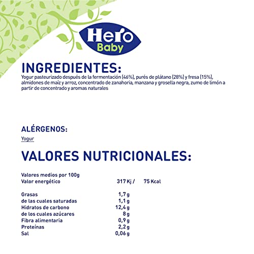 Hero Baby Mi Merienda Bolsitas de Yogurín con Plátano y Fresa - Para Bebés a Partir de los 12 Meses - Pack de 18 x 100 g