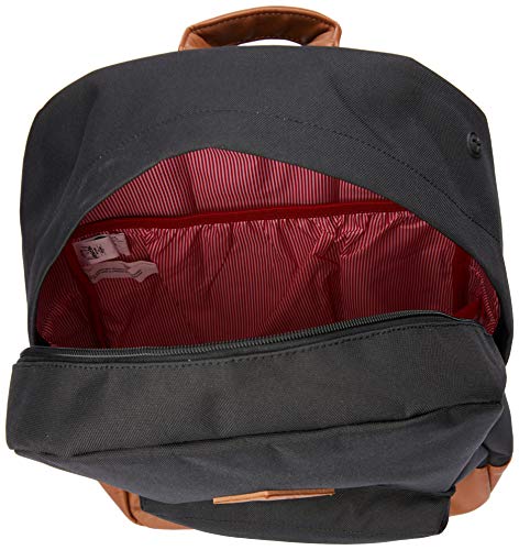 Herschel - Mochila Heritage de Tela Negra y marrón, 38,1 cm, con Bolsillo Delantero, Bolsillo para teléfono móvil, de Cremallera