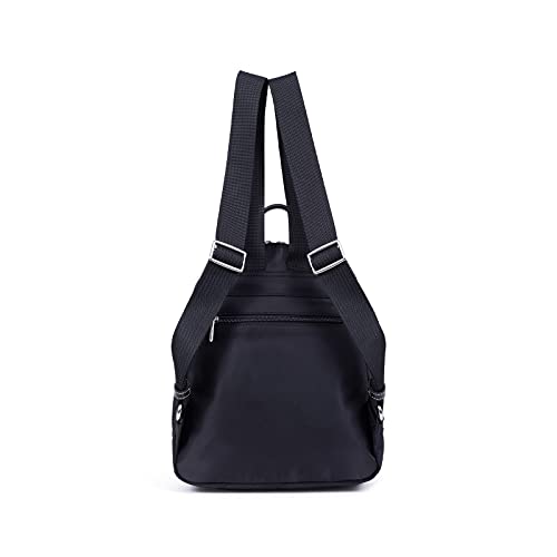 Hexagona Nylon Garni Croûte de Cuir de Vachette, Paris Mujer – Colección Diversite – Color Negro – de Nailon – 2 Tirantes 1 asa no Ajustable Mano – Mochila Bandolera, Talla única