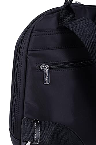 Hexagona Nylon Garni Croûte de Cuir de Vachette, Paris Mujer – Colección Diversite – Color Negro – de Nailon – 2 Tirantes 1 asa no Ajustable Mano – Mochila Bandolera, Talla única