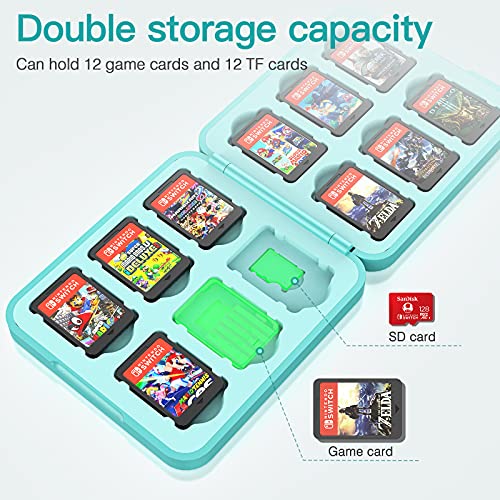 HEYSTOP Funda de Juegos para Nintendo Switch & Switch Lite hasta 12 Juegos de Nintendo Switch Organizador de Tarjeta, Estuche para Nintendo Switch Game Cards con Agarres para el Pulgar, Azul