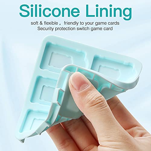 HEYSTOP Funda de Juegos para Nintendo Switch & Switch Lite hasta 12 Juegos de Nintendo Switch Organizador de Tarjeta, Estuche para Nintendo Switch Game Cards con Agarres para el Pulgar, Azul