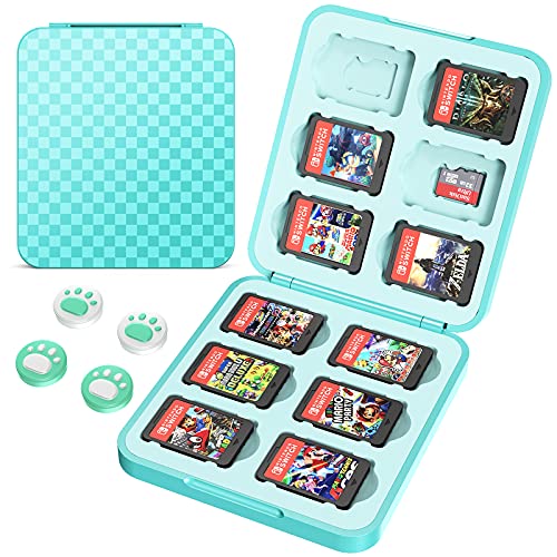 HEYSTOP Funda de Juegos para Nintendo Switch & Switch Lite hasta 12 Juegos de Nintendo Switch Organizador de Tarjeta, Estuche para Nintendo Switch Game Cards con Agarres para el Pulgar, Azul