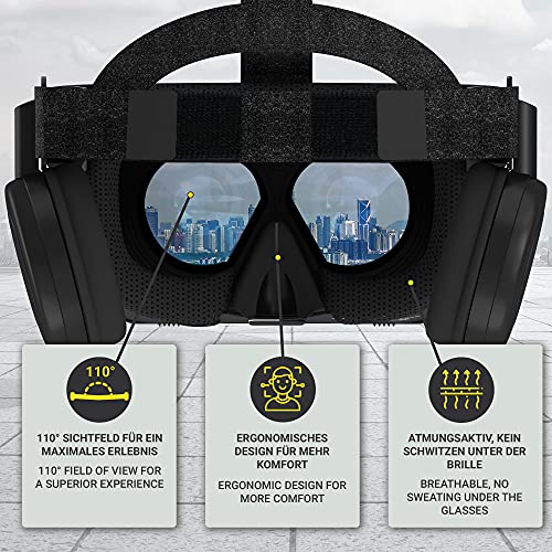 Hi-Shock Premium VR Glasses - X6 - Gafas de Juego para divertirse en 3D - con Auriculares Integrados para Smartphones 4.7 - 6.2 - Comp. con Nexus, Samsung, LG, Moto, HTC, Huawei, Sony