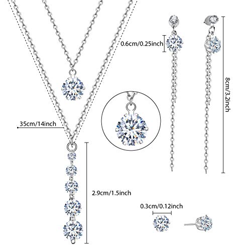 Hicarer 4 Piezas Pulseras de Envolver Retro Juego de Pendientes Collar de Diamante de Imitación de Reloj de Cuarzo Colgante Aretes de Mujeres