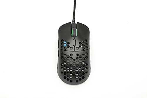 HK Gaming Mira S Ratón para Juegos con Cable Ambidiestro Honeycomb Ultralight RGB - 12000 cpp - 6 Botones - 61 g (Mira-S, Negro)