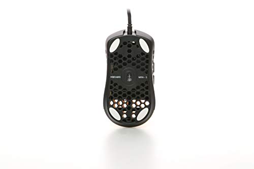 HK Gaming Mira S Ratón para Juegos con Cable Ambidiestro Honeycomb Ultralight RGB - 12000 cpp - 6 Botones - 61 g (Mira-S, Negro)