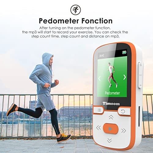 HOCO Reproductor de MP3 Bluetooth, mini reproductor de MP4 deportes con 32 GB, X56 sin pérdida HiFi, radio FM, podómetro inteligente, fotos, grabaciones, libro electrónico, soporta hasta 128 GB