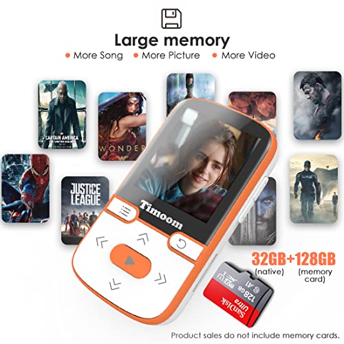 HOCO Reproductor de MP3 Bluetooth, mini reproductor de MP4 deportes con 32 GB, X56 sin pérdida HiFi, radio FM, podómetro inteligente, fotos, grabaciones, libro electrónico, soporta hasta 128 GB