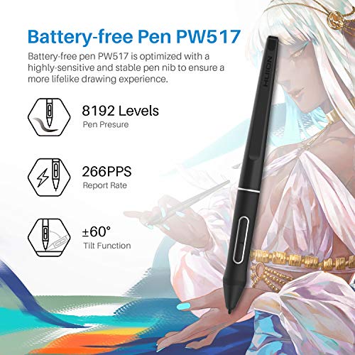 HUION Kamvas 13 Tableta Gráfica con Pantalla, Monitor de Dibujo Gráfico de 13,3 Pulgadas,120% sRGB, Lápiz PW517, Compatible con Dispositivo Android, Ideal para Trabajar Desde Casa y Aprendizaje Remoto