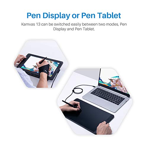 HUION Kamvas 13 Tableta Gráfica con Pantalla, Monitor de Dibujo Gráfico de 13,3 Pulgadas,120% sRGB, Lápiz PW517, Compatible con Dispositivo Android, Ideal para Trabajar Desde Casa y Aprendizaje Remoto