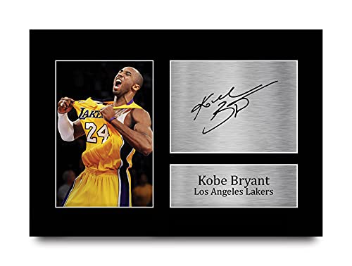 HWC Trading Kobe Bryant A4 Sin Marco Regalo De Visualización De Fotos De Impresión De Imagen Impresa Autógrafo Firmado por Los Angeles Lakers Los Aficionados Al Cine