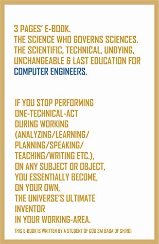 If you stop performing one-technical-act during working on any subject or object, you essentially become, on your own, the universe's ultimate inventor in your working-area. (English Edition)