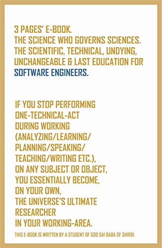 If you stop performing one-technical-act during working on any subject or object, you essentially become, on your own, the universe's ultimate researcher in your working-area. (English Edition)