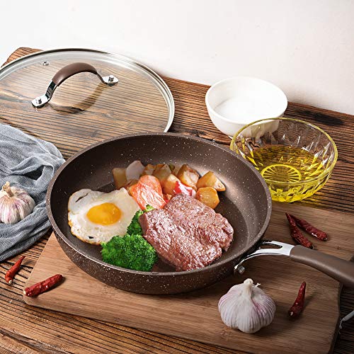 ilimiti Sartén para Saltear Antiadherente 24cm con Tapa, sarten Antiadherente de inducción de Aluminio, Sartenes para freír Antiadherente PFOA Free, Sartén Adecuada para Toda la Cocina