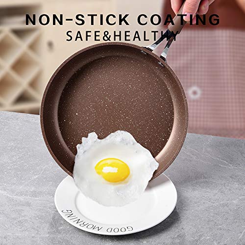 ilimiti Sartén para Saltear Antiadherente 24cm con Tapa, sarten Antiadherente de inducción de Aluminio, Sartenes para freír Antiadherente PFOA Free, Sartén Adecuada para Toda la Cocina