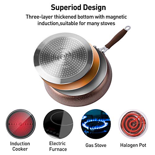 ilimiti Sartén para Saltear Antiadherente 24cm con Tapa, sarten Antiadherente de inducción de Aluminio, Sartenes para freír Antiadherente PFOA Free, Sartén Adecuada para Toda la Cocina