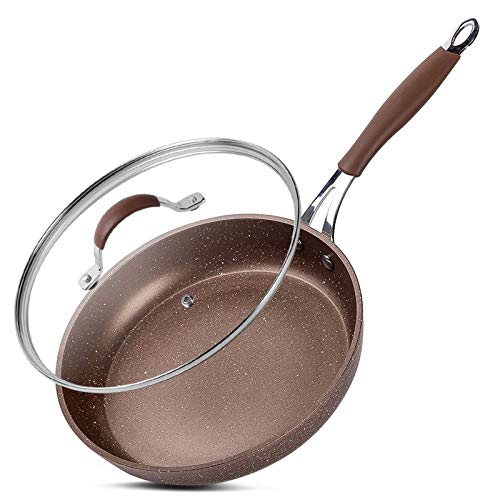 ilimiti Sartén para Saltear Antiadherente 24cm con Tapa, sarten Antiadherente de inducción de Aluminio, Sartenes para freír Antiadherente PFOA Free, Sartén Adecuada para Toda la Cocina