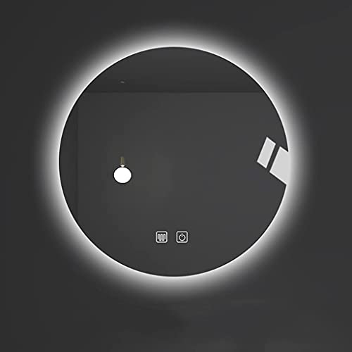Illuminated Bathroom Mirror Smart Touch Defoggin Dimmable Wall-Mounted Mirrors with LED Round Makeup Mirrors for Vanity Living Room Bedroom(Size:70CM)