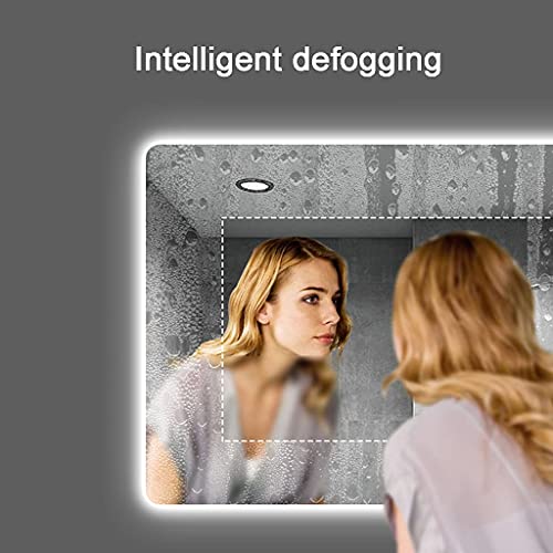Illuminated LED Bathroom Mirrors Touch Control Anti-fog LED Light Makeup Mirror Aluminum Frame Wall Mirror for Vanity Bedroom Living Room(Size:50 X 70cm)