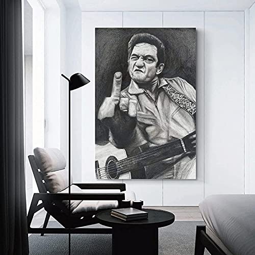 Impresión de lienzo Johnny Cash Decoración de pared Sala de estar Decoración del hogar Lienzo Mural 50x70cm Sin marco