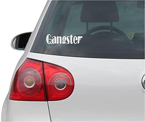 INDIGOS UG Pegatina Coche - Sticker - Auto - JDM - Die Cut - Gangster - Mafia Organized Crime - Car, Truck, Notebook, Vinyl Decal Sticker #1201 - Plata - 139mm x40mm